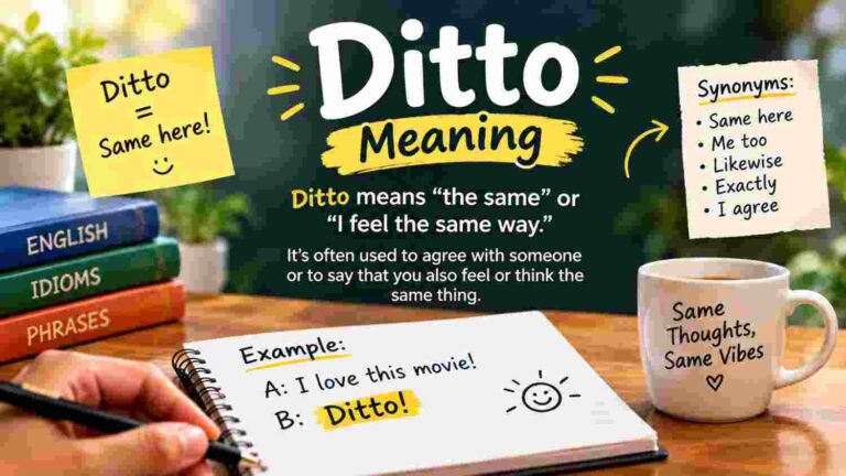 Ditto meaning explained with NewJeans Ditto album art and viral TikTok slang example