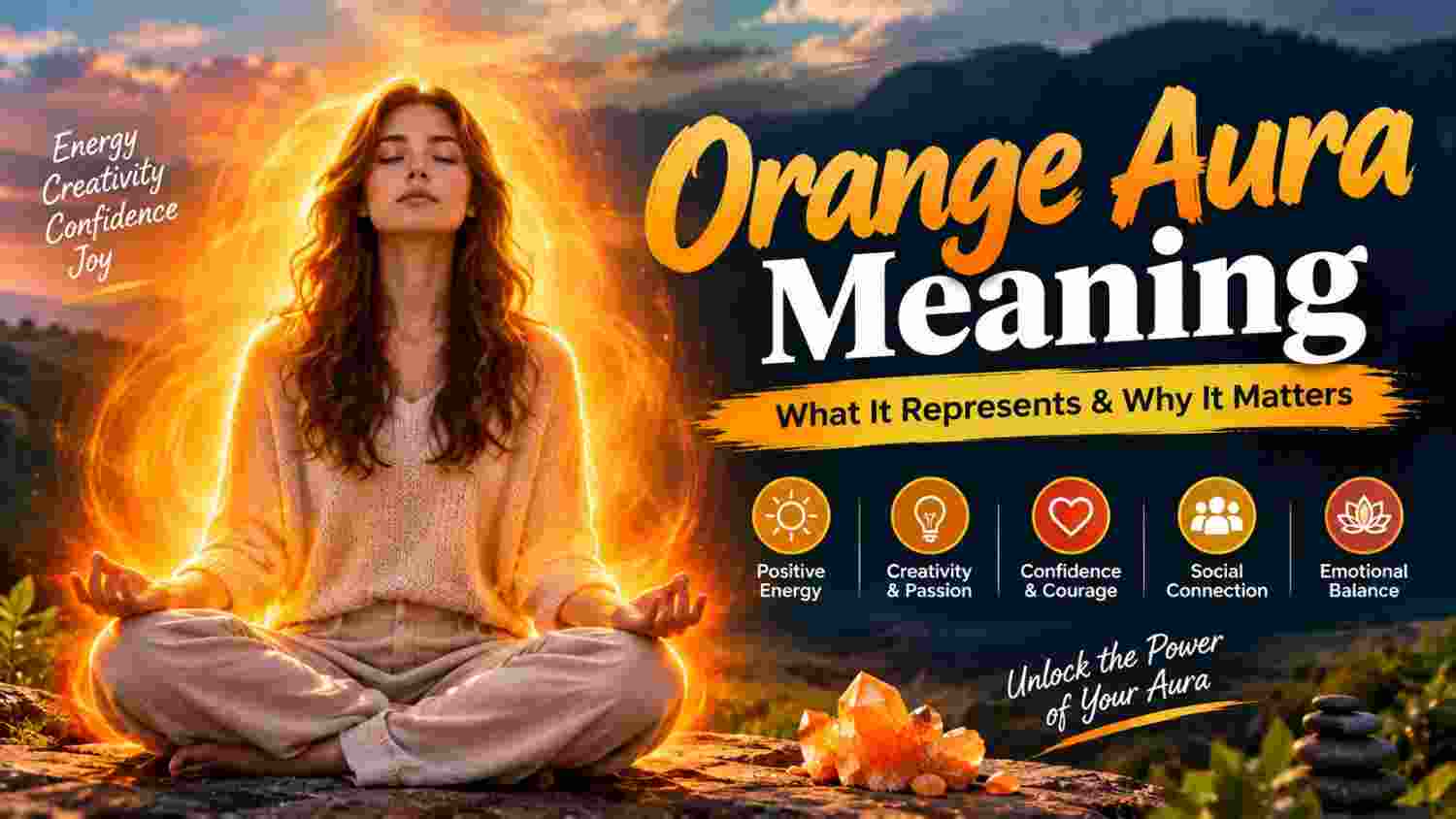 Orange aura meaning showing energy, creativity, confidence, social connection, and emotional balance